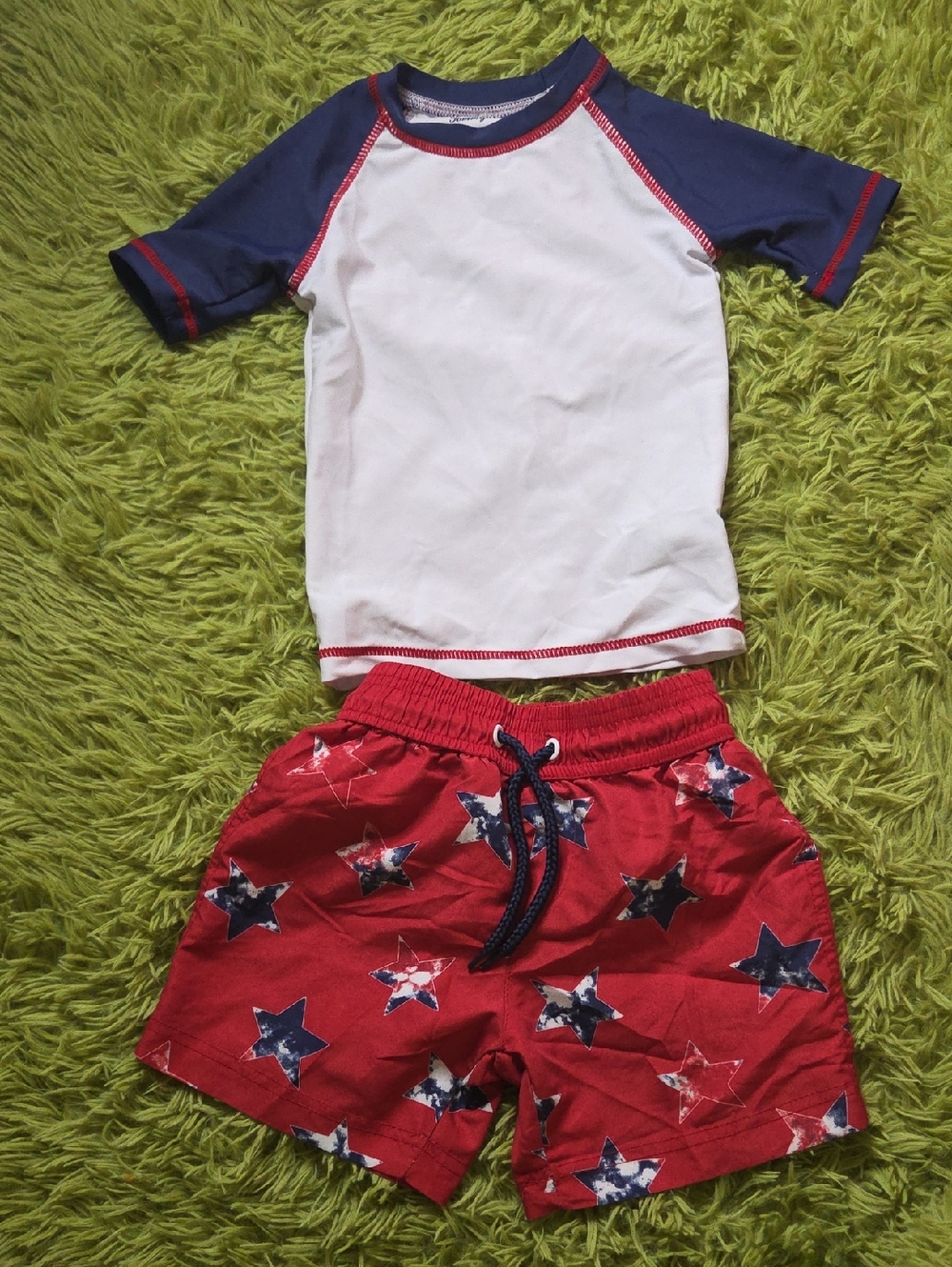 Tommy Bahama White Rash Guard with Navy Trim and Red‎ Stitching